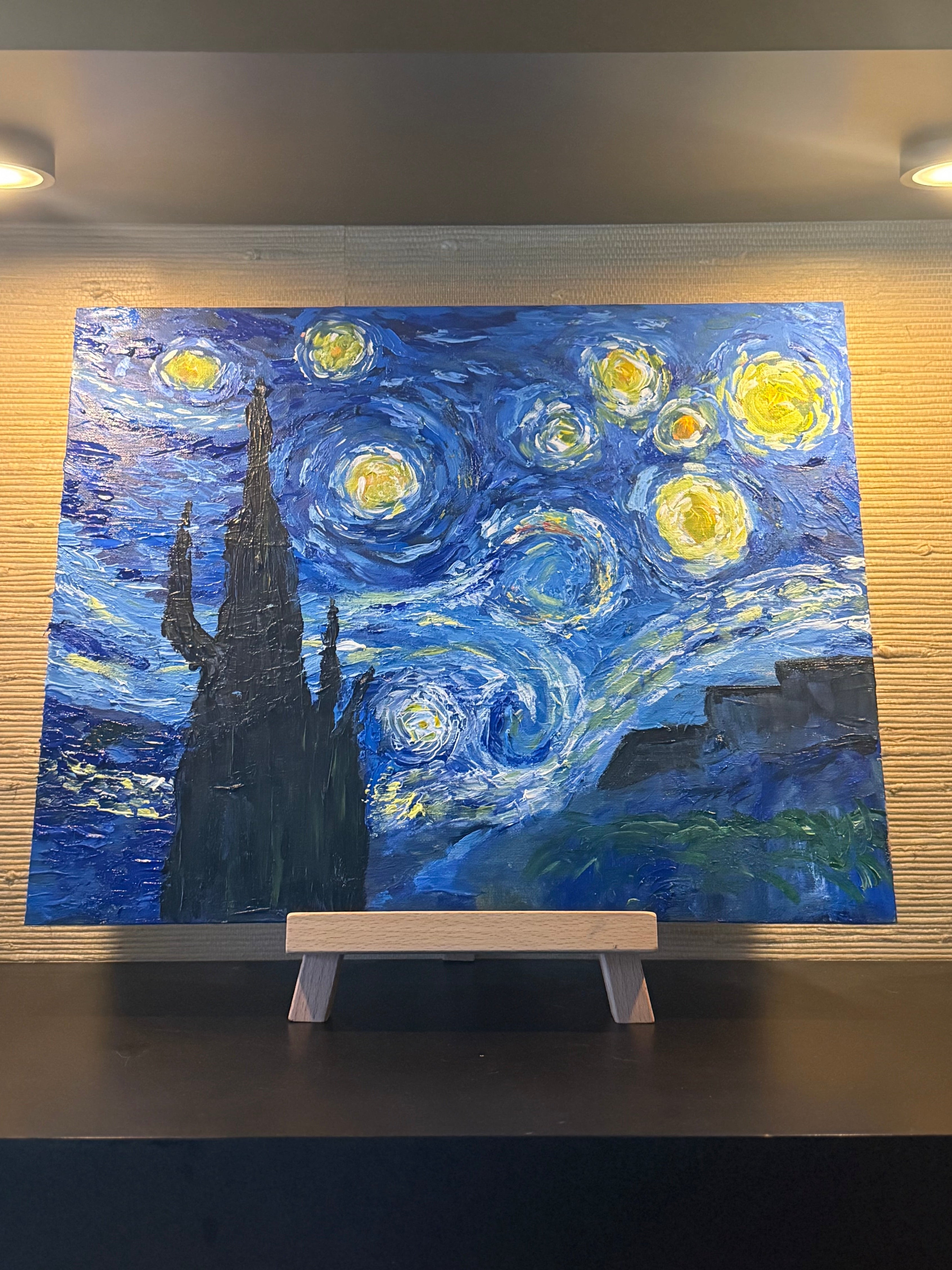 Hand-Painted Starry Night Inspired Canvas